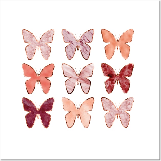 Rose gold butterflies Wall Art by peggieprints